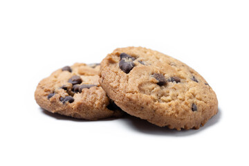 Chocolate chip cookies isolated on white background