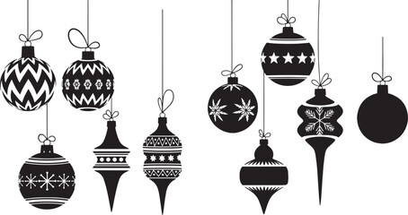 christmas balls vector illustration isolated on transparent background, editable file