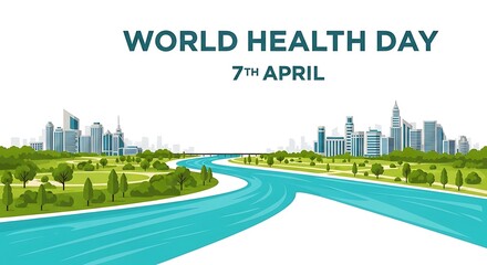 Celebrating world health day on 7th april, promoting global health awareness and wellbeing for all isolated on white background