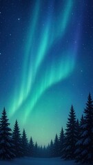 Naklejka premium Ethereal night sky aurora mobile wallpaper