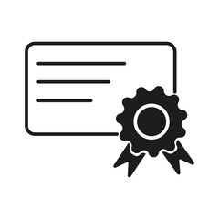 An outline icon of a certificate with a seal for websites or blogs on education, achievement, awards, professional qualifications. Cybersecurity Certification Icon. Vector of certificate in line style