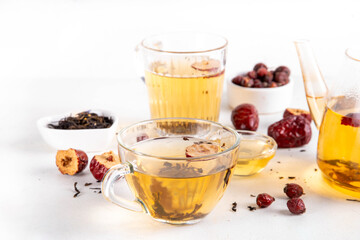 Korean Retinol Tea with jujube, green tea, asian herbs and rose, wellbeing healthy diet hot tasty tea drink for renewal anti-aging spa therapy