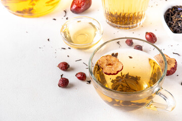 Korean Retinol Tea with jujube, green tea, asian herbs and rose, wellbeing healthy diet hot tasty tea drink for renewal anti-aging spa therapy