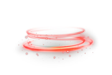 Red neon luminous circle with energy flare and smooth gradient. Abstract vector light ring for sci-fi, technology, and digital design compositions.