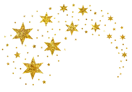 Christmas gold glitter stars snowflake line curve comet confetti decoration