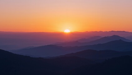 Fototapeta premium Gradient Horizons, Abstract Mountain Vista at Sunset Textured Hues of Orange, Purple.