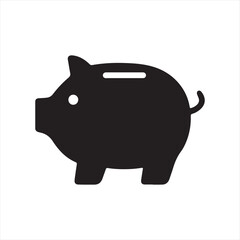 Fototapeta premium Simple black silhouette of a piggy bank icon on a white background