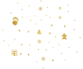 Christmas gold glitter stars snowflake, Christmas Tree, Christmas Hat, Santa, gift box, circle confetti decoration
