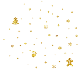 Christmas gold glitter stars snowflake, Christmas Tree, Christmas Hat, Santa, gift box, circle confetti decoration