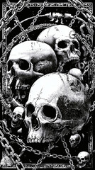 Gothic style skull man chain illustration 