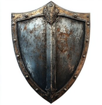 a medieval metal shield with sharp edges