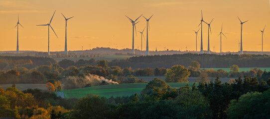 Panorama of the autumn landscape in Brandenburg, Germany