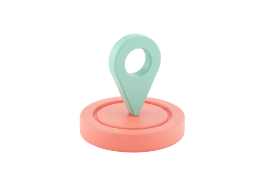 Isolated map pointer with ring on pink base, modern design, travel, GPS, location marker
