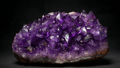 Fototapeta premium Purple Hues. A Collection of Angular Crystal Formations on a Dark, Neutral Background.