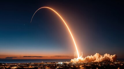 Stunning Rocket Launch at Dusk