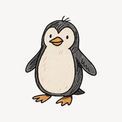 Fototapeta premium Cute hand-drawn penguin illustration.