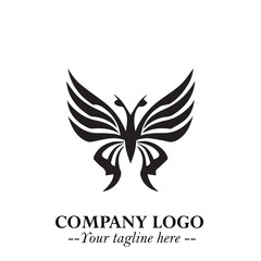 Elegant Butterfly Logo Symbol in Black on White Background with Minimalist and Modern Design
