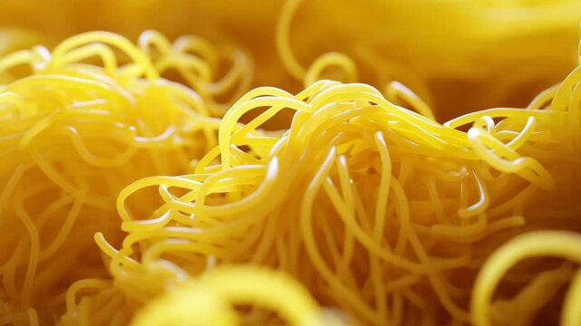Closeup golden spaghetti strands creating delicious culinary background