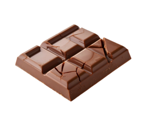 A partially broken bar of milk chocolate on a black background