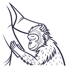 Creature embrace hand on white background