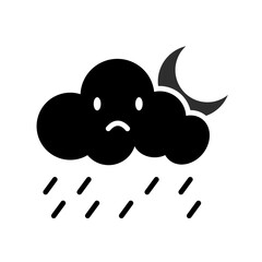 Weather and climate forecast icons in black. Displays temperatures for ice, snow, fog, sun, winter, rain, and clouds for web applications.