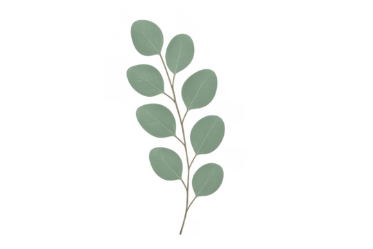 Eucalyptus sprig with leaves and branch on transparent background
