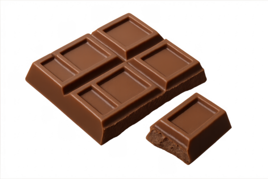 Milk chocolate bar broken with single piece