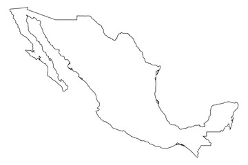 Obraz premium Black Outline Mexico Map American Country