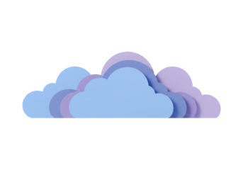 Isolated Illustration of Layered Clouds with Purple Shadows in the Sky on a Clear Day