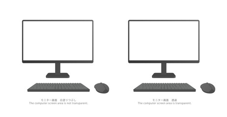 フラットデザインのデスクトップパソコン
