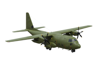 Isolated military transport aircraft, a powerful turboprop plane for cargo and soldiers
