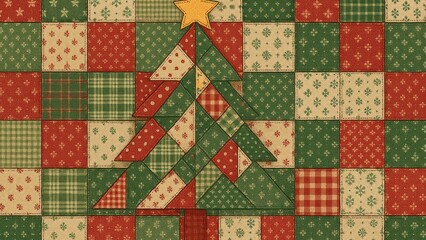 Fototapeta premium Patchwork Christmas tree desktop wallpaper