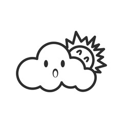 Weather line icon. weather forecast icon. Cloud logo. Weather, clouds, sunny day, moon, snowflakes, wind, sunny day.