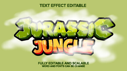 jurassic jungle text effect vector editable