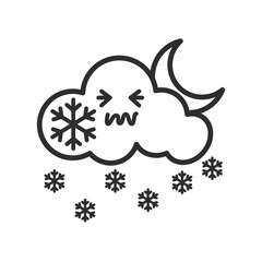 Weather line icon. weather forecast icon. Cloud logo. Weather, clouds, sunny day, moon, snowflakes, wind, sunny day.