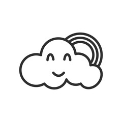 Weather line icon. weather forecast icon. Cloud logo. Weather, clouds, sunny day, moon, snowflakes, wind, sunny day.