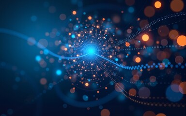 New age of data visualization. Data science and visual management design concept. Abstract background. Hand edited, generative AI based. High quality