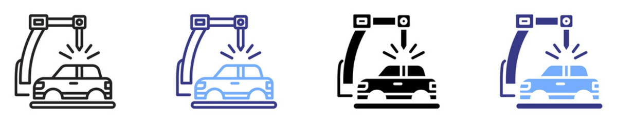 automotive industry icon set multiple style