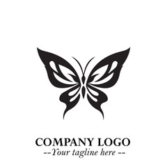 Elegant Butterfly Logo Symbol in Black on White Background with Minimalist and Modern Design
