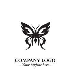 Elegant Butterfly Logo Symbol in Black on White Background with Minimalist and Modern Design
