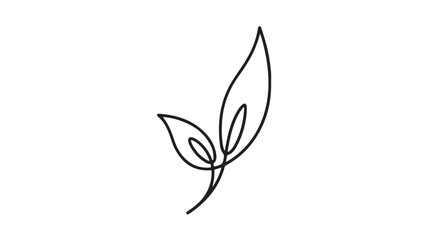 Minimalist line art illustration of two delicate leaves on a white background, symbolizing growth and nature.