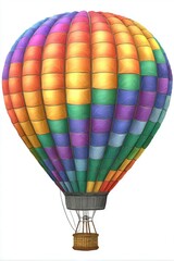 Fototapeta premium Colorful Hot Air Balloon Illustration Isolated on White Background Upward View Artistic Style Graphic Design Element