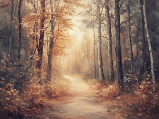 Obraz premium Autumn Forest Path Print