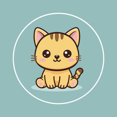 Kawaii cat logo illustration. Vector cartoon logo of a cat.