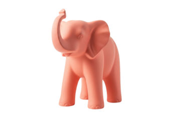 Isolated stylized pink elephant figurine, nursery decor or toy, smooth surface, modern look