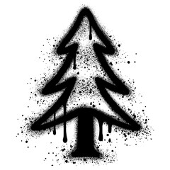 Conifer trees in graffiti style with black spray paint.