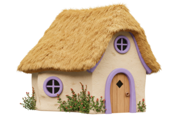 Isolated Cottage with straw roof, fairytale dwelling, cozy tiny home, storybook abode, quaint