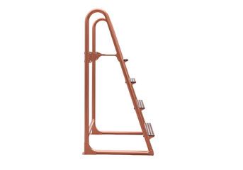 Isolated staircase, swimming pool ladder safety with metal structure and steps, no people