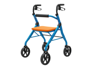 Isolated three-wheel walker with seat, compact mobility aid for comfortable walking support