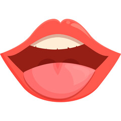Open Coral Lips With Pink Tongue Extended Against Transparent Background Mouth And Smile Detail Detailed And Vibrant Mouth With Glossy Texture